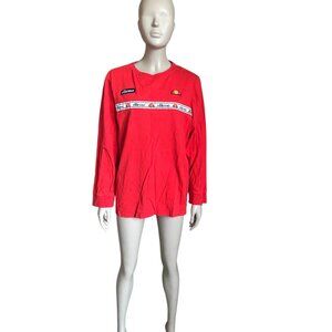 Ellesse Red and White Long Sleeve Cropped Top